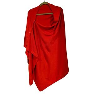 Iman Red Acrylic One Size Plus Cardigan Wrap Shawl Button Detail Elegant Flair